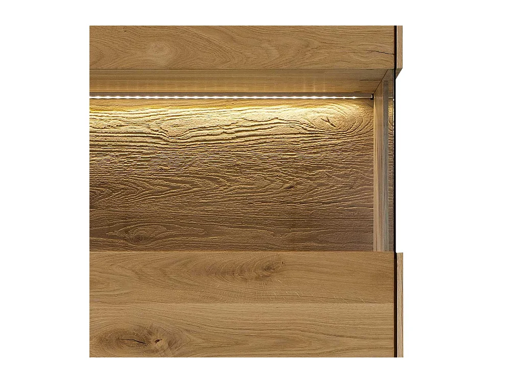 Standvitrine aus Wildeiche Massivholz 209 cm hoch - 63 cm breit