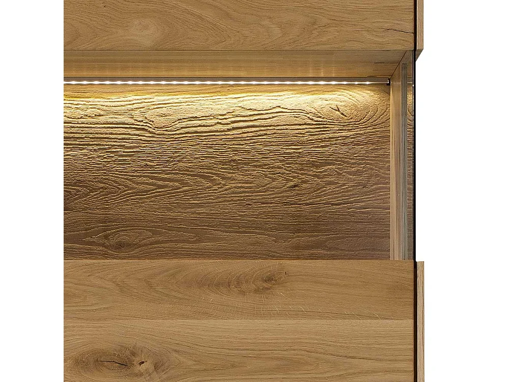 Standvitrine aus Wildeiche Massivholz 209 cm hoch - 63 cm breit