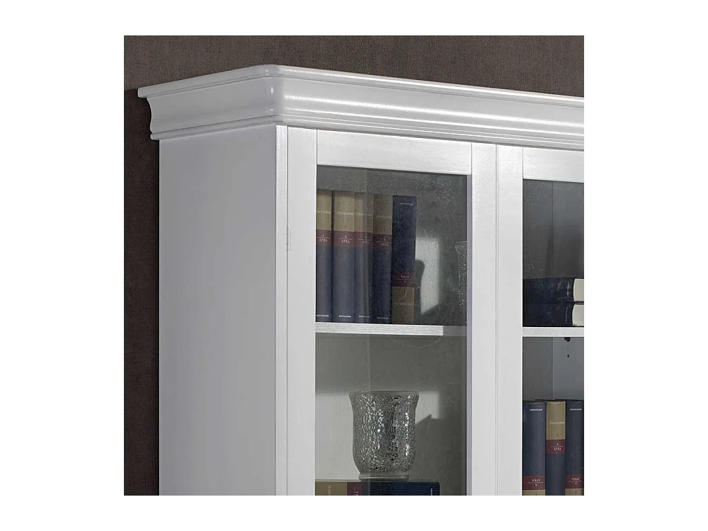 Vintage Stil Standvitrine in Weiß Glastüren und Schubladen