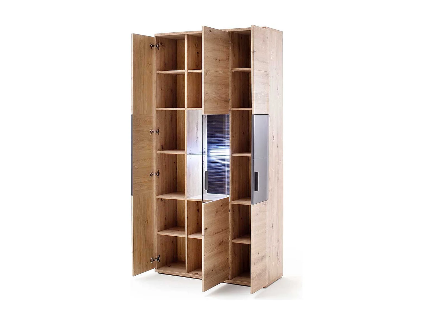 Wohnzimmervitrine in Eichefarben und Anthrazit 100 cm breit