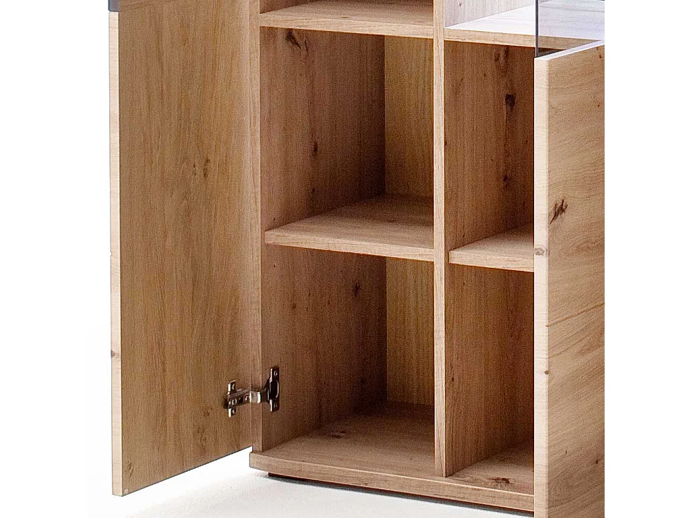 Wohnzimmervitrine in Eichefarben und Anthrazit 100 cm breit