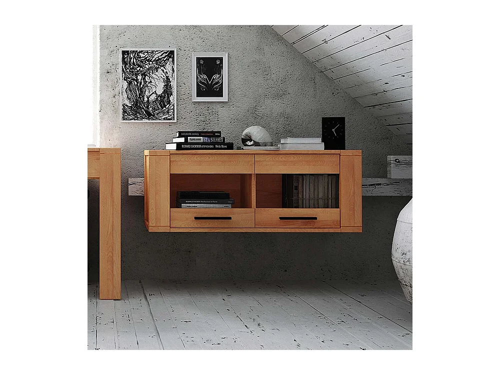 Hängevitrine aus Kernbuche Massivholz 110 cm