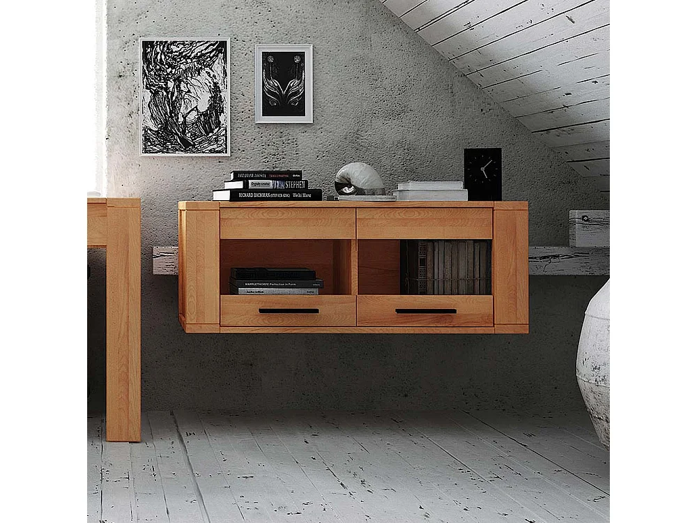 Hängevitrine aus Kernbuche Massivholz 110 cm