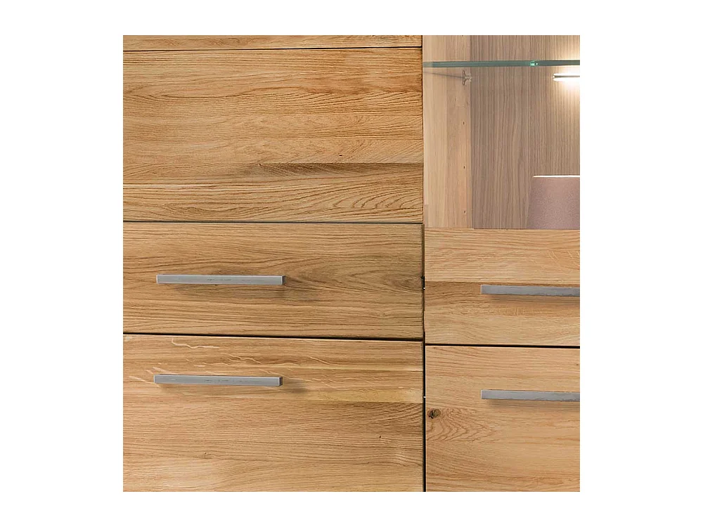 XL Wohnzimmervitrine aus Wildeiche Massivholz 4 Türen mit Soft Close