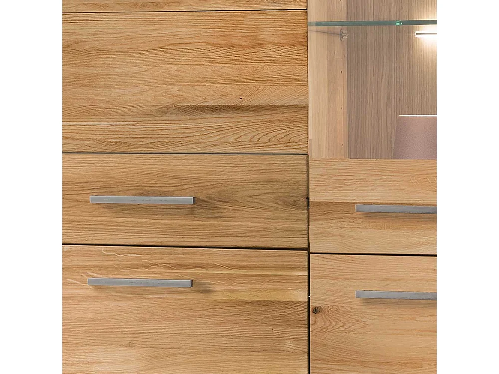 XL Wohnzimmervitrine aus Wildeiche Massivholz 4 Türen mit Soft Close