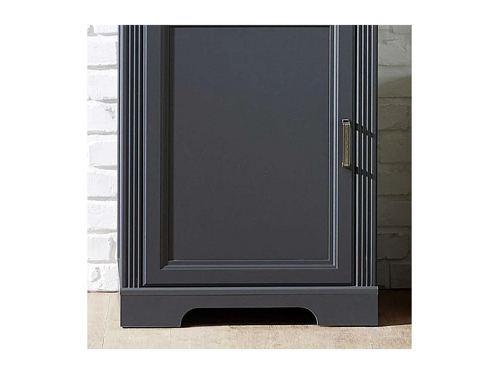 Wohnzimmervitrine im Landhausstil Dunkelgrau und Eichefarben