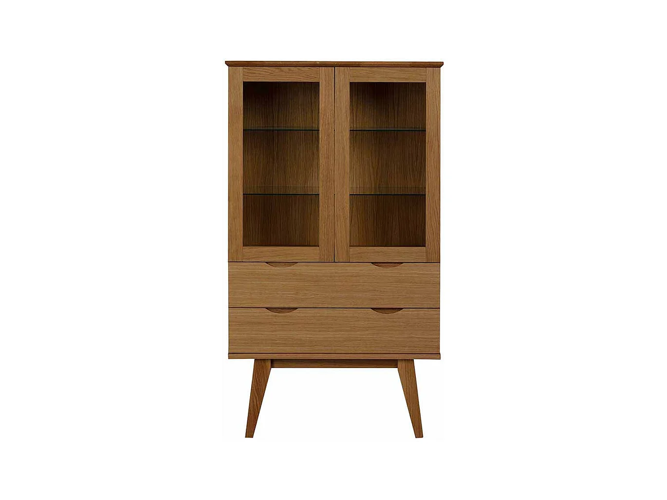 Stauraumvitrine mit Eiche furniert 140 cm hoch