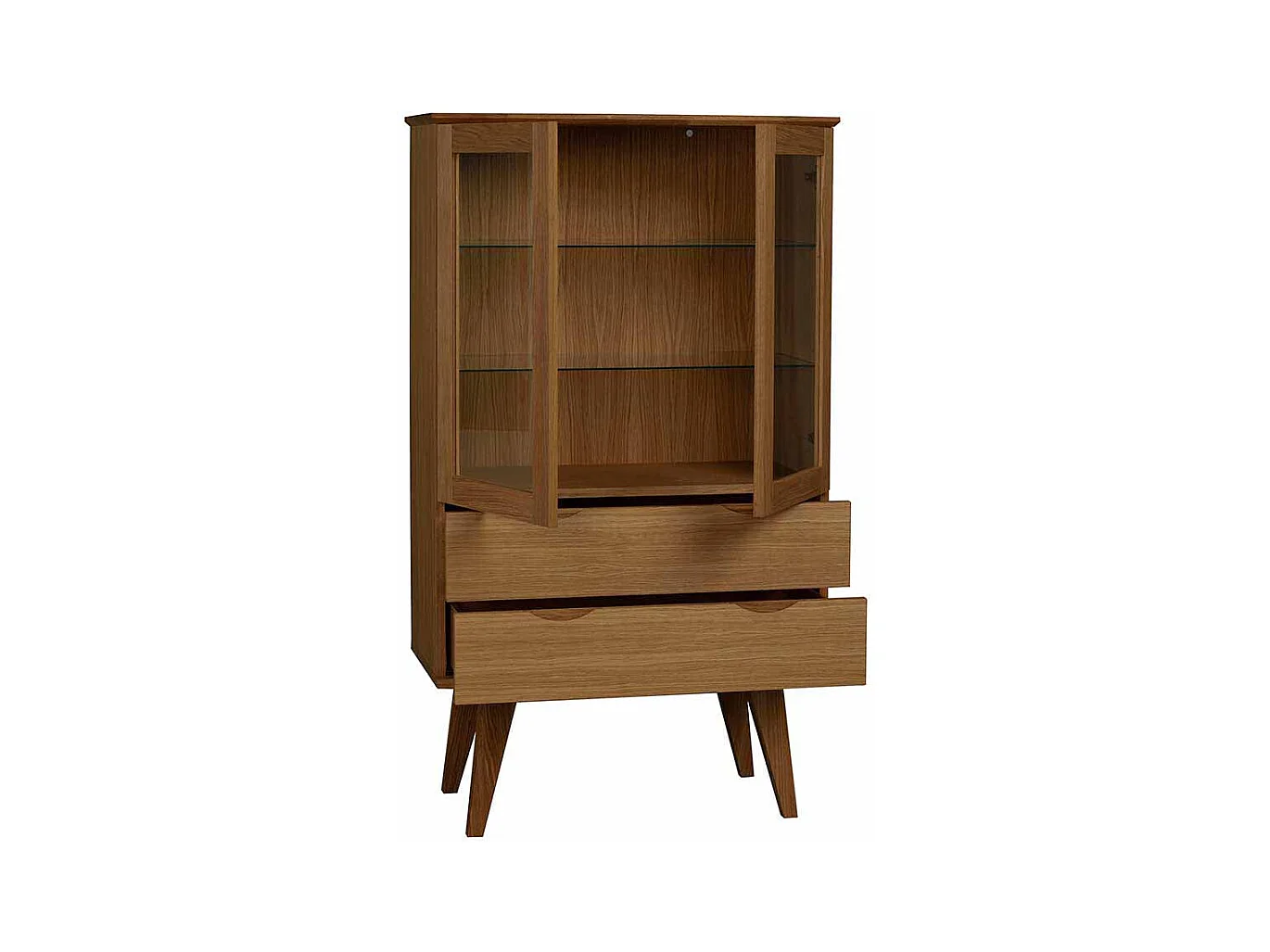 Stauraumvitrine mit Eiche furniert 140 cm hoch