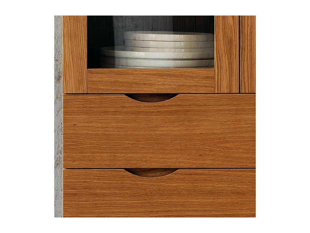 Stauraumvitrine mit Eiche furniert 140 cm hoch