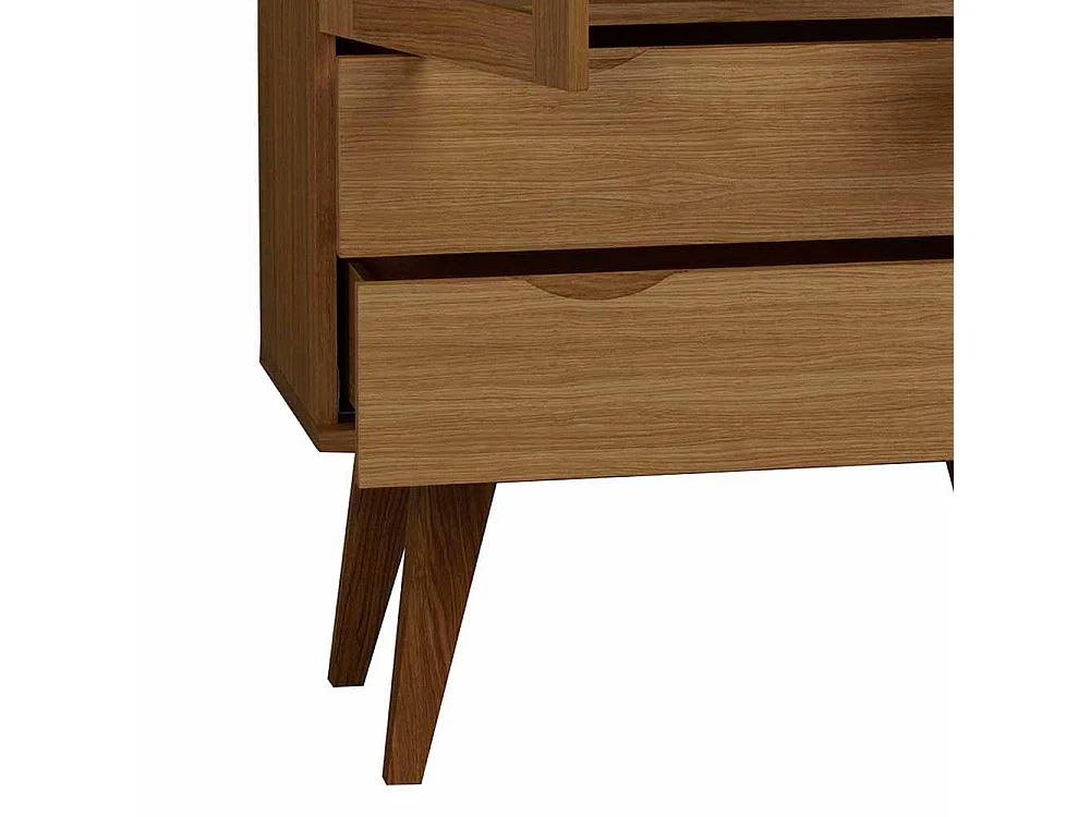 Stauraumvitrine mit Eiche furniert 140 cm hoch