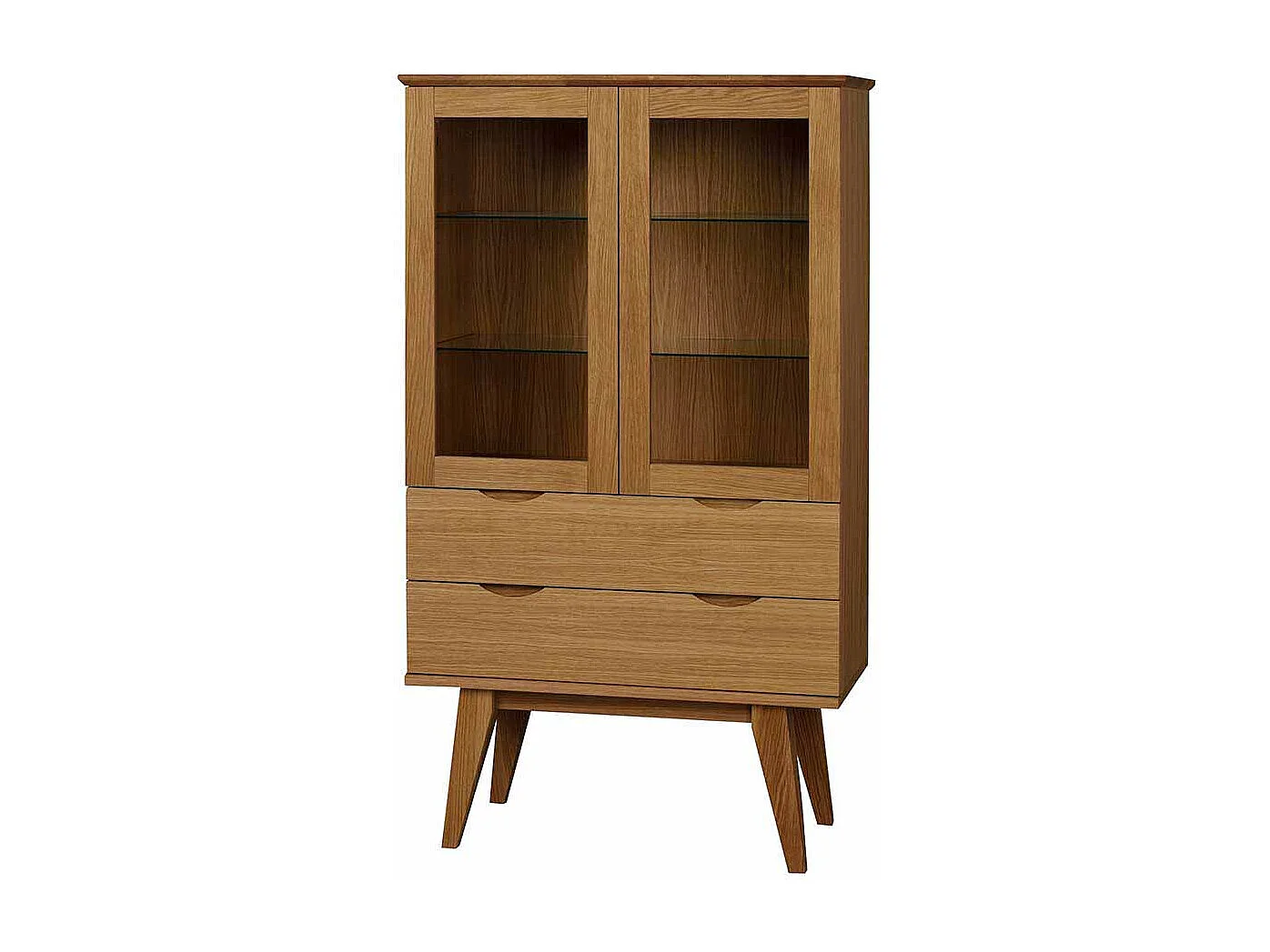 Stauraumvitrine mit Eiche furniert 140 cm hoch