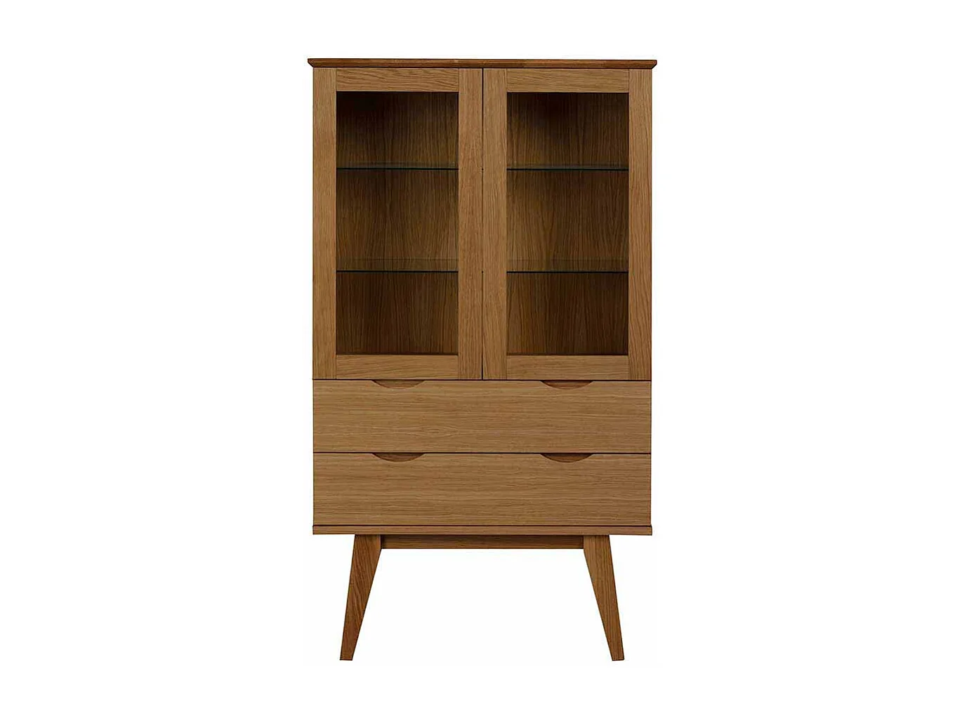 Stauraumvitrine mit Eiche furniert 140 cm hoch