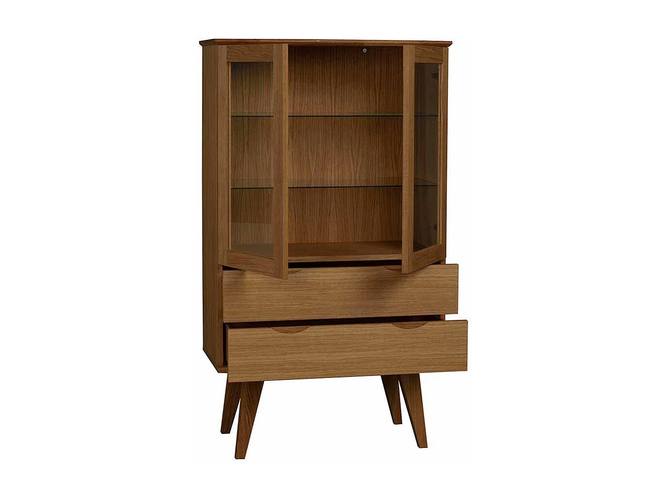 Stauraumvitrine mit Eiche furniert 140 cm hoch