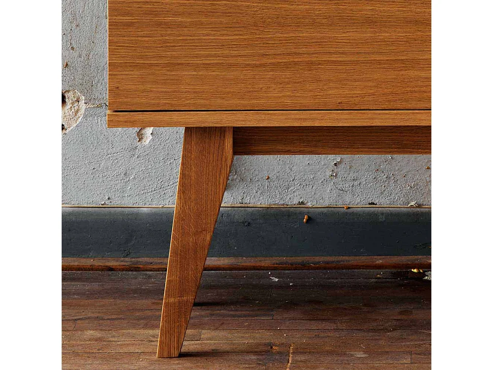 Stauraumvitrine mit Eiche furniert 140 cm hoch