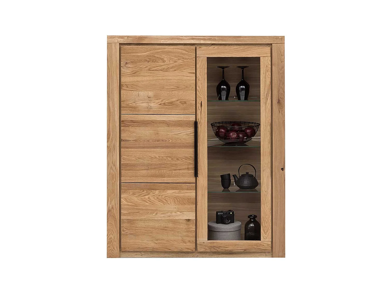 Esszimmervitrine in Eichefarben 1 Glastür 1 Holztür