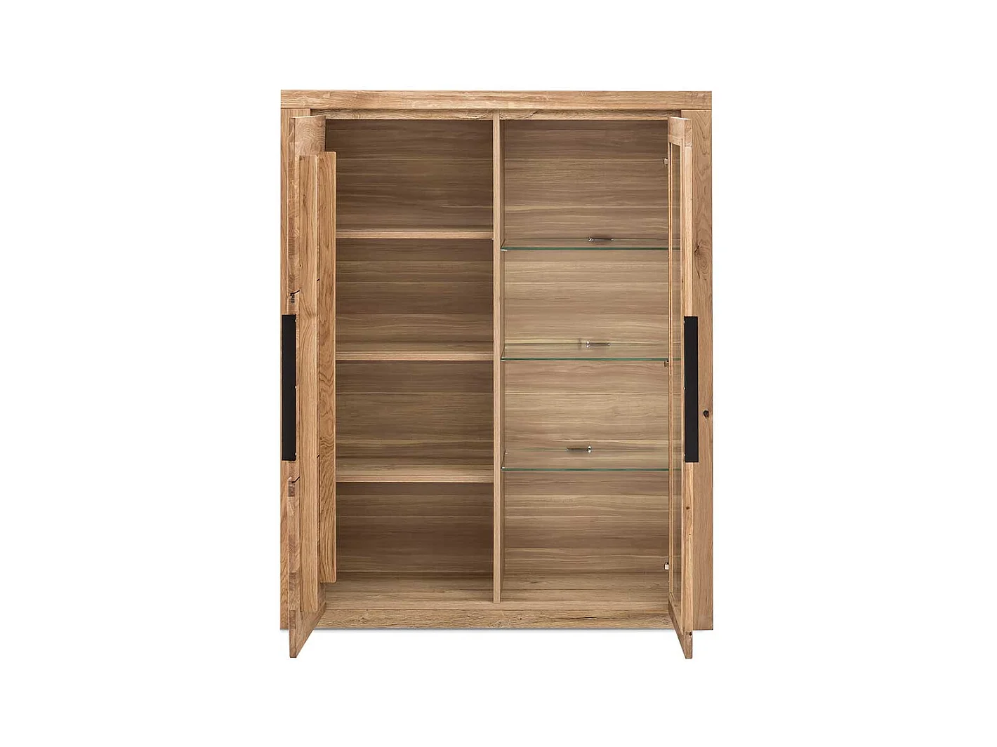 Esszimmervitrine in Eichefarben 1 Glastür 1 Holztür