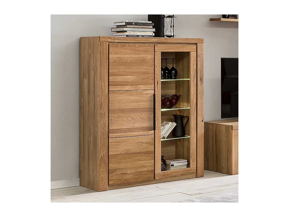 Esszimmervitrine in Eichefarben 1 Glastür 1 Holztür