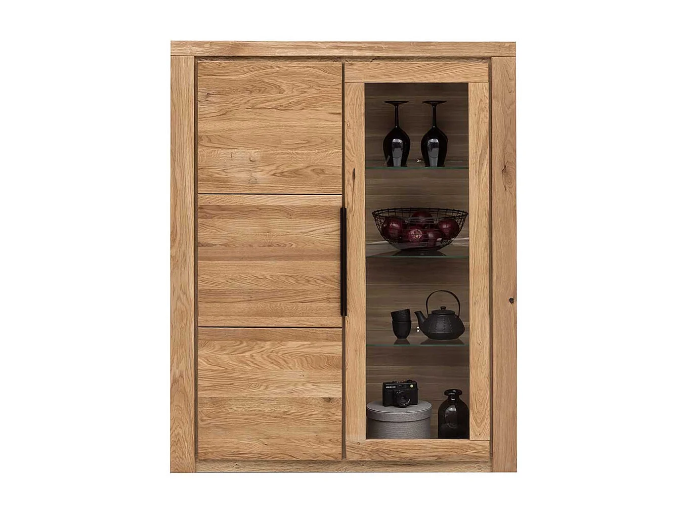 Esszimmervitrine in Eichefarben 1 Glastür 1 Holztür