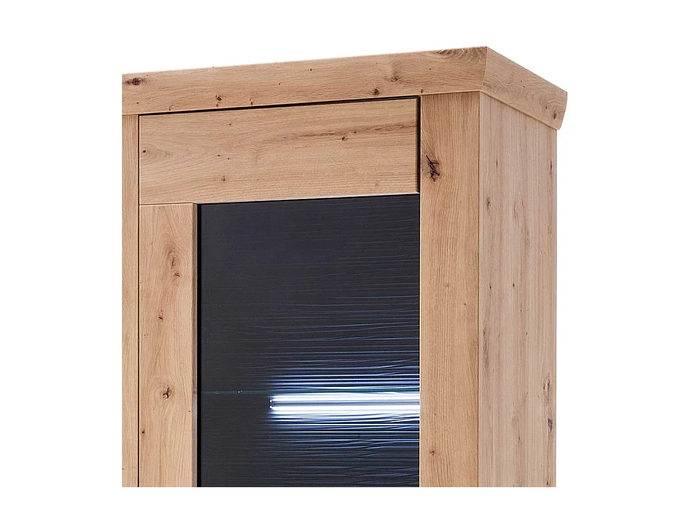 Standvitrine in Eichefarben und Anthrazit modern