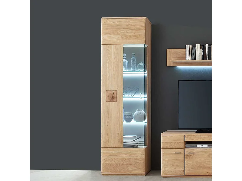 Standvitrine aus Eiche Bianco 60 cm
