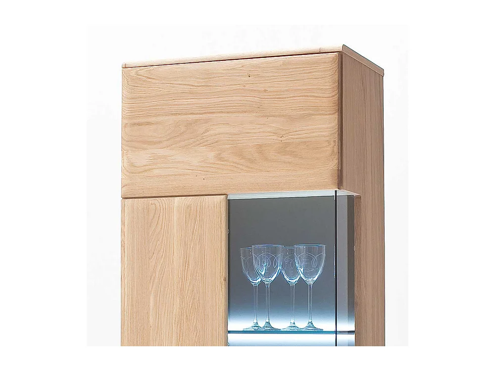 Standvitrine aus Eiche Bianco 60 cm