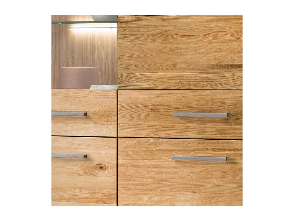 XL Wohnzimmervitrine aus Wildeiche Massivholz Glastür links