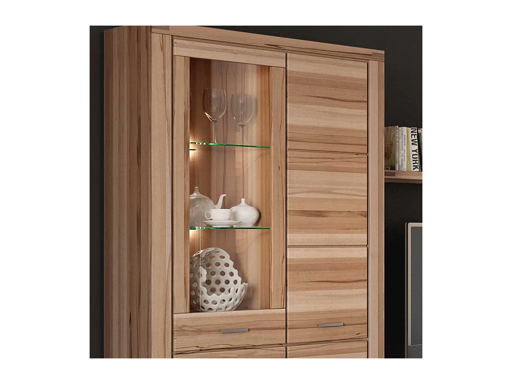 Wohnzimmervitrine aus Kernbuche teilmassiv 200 cm hoch