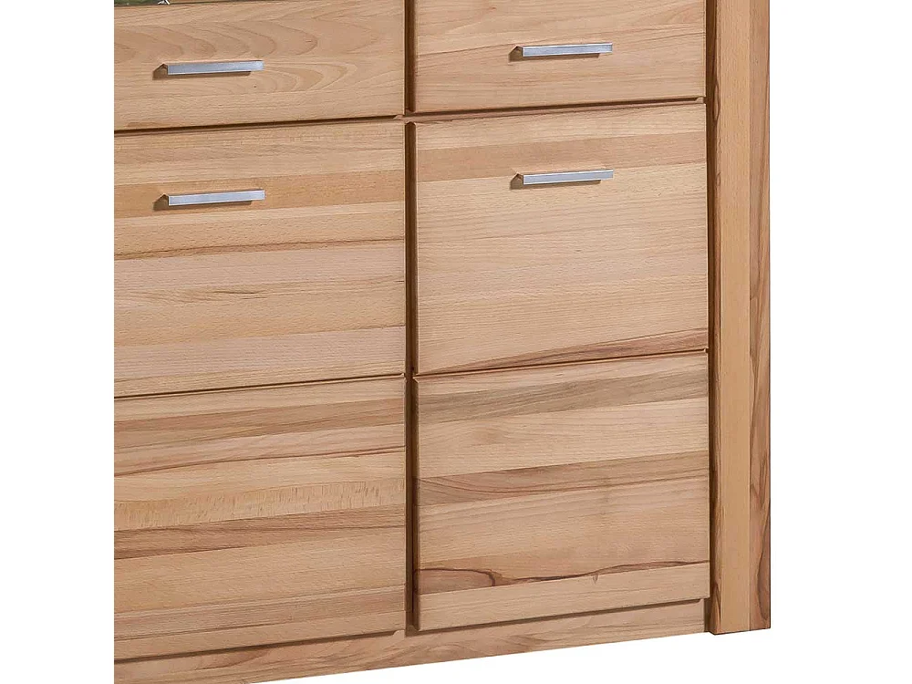 Wohnzimmervitrine aus Kernbuche teilmassiv 200 cm hoch