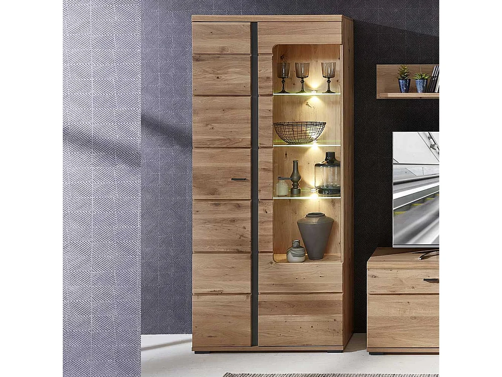 Wohnzimmervitrine in Eschefarben Wildeichefarben