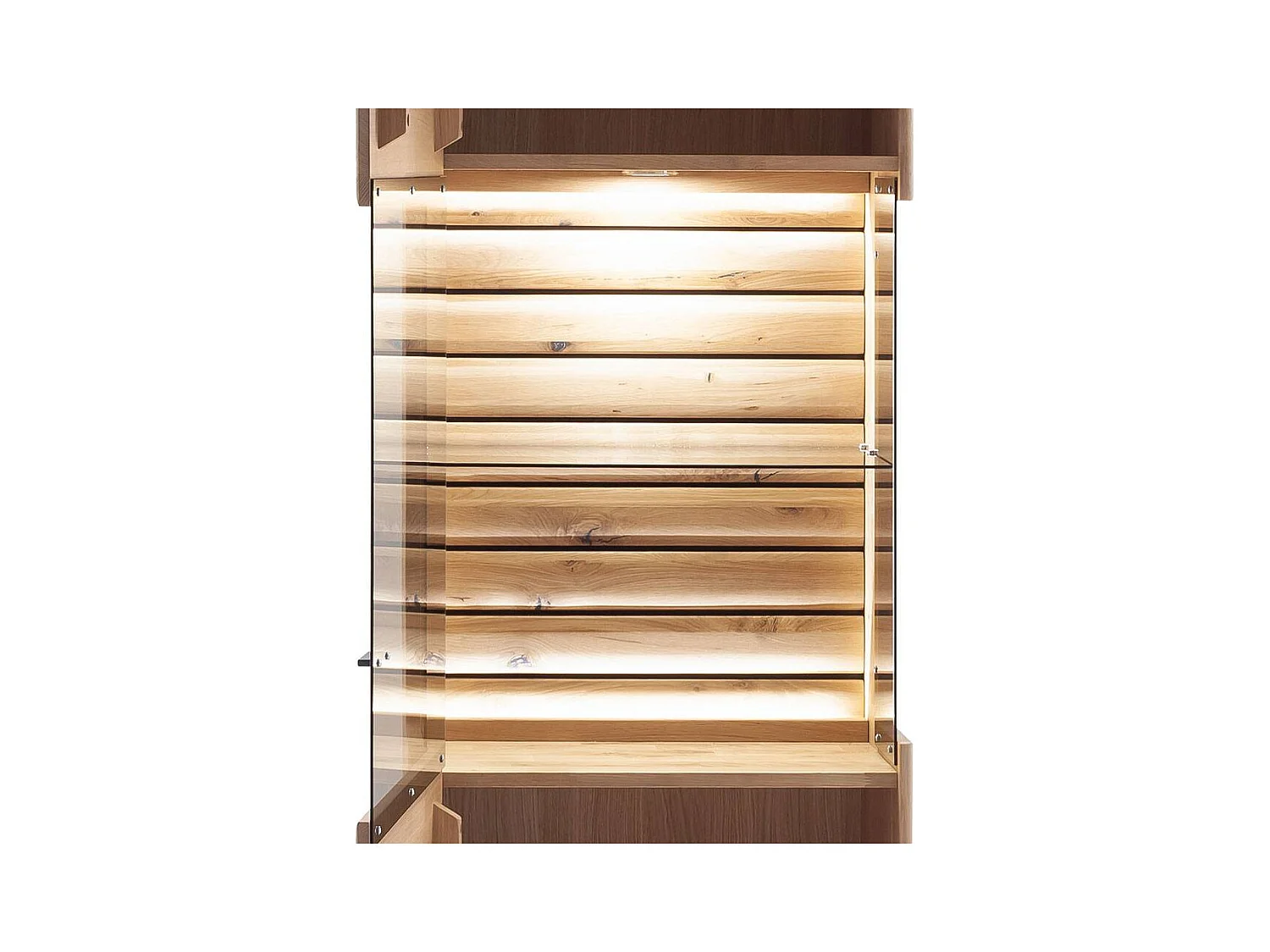 Standvitrine Wohnzimmervitrine in modernem Design und Asteiche hell