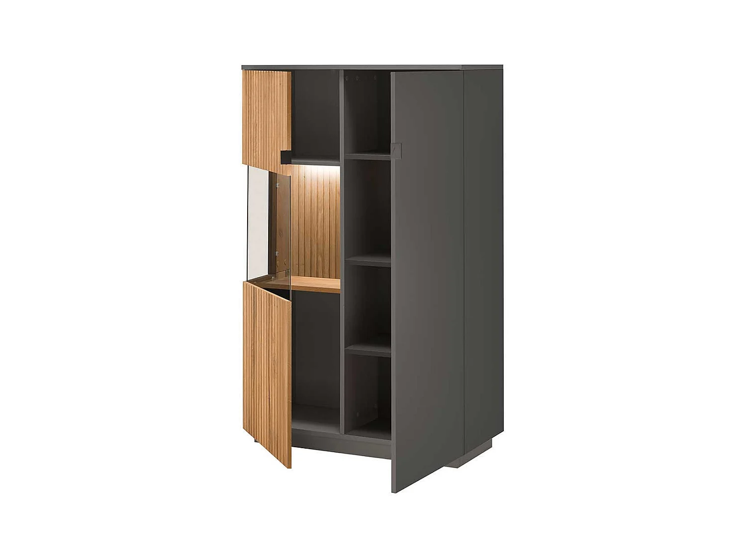 Wohnzimmer Highboard mit Glastür LED Beleuchtung