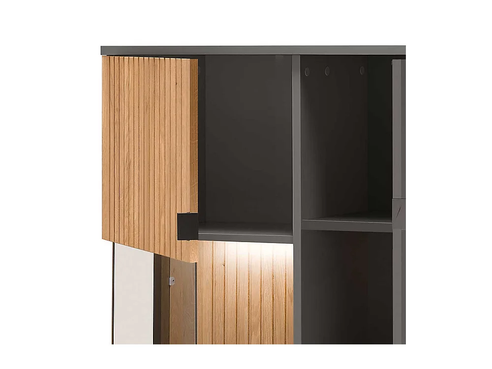 Wohnzimmer Highboard mit Glastür LED Beleuchtung
