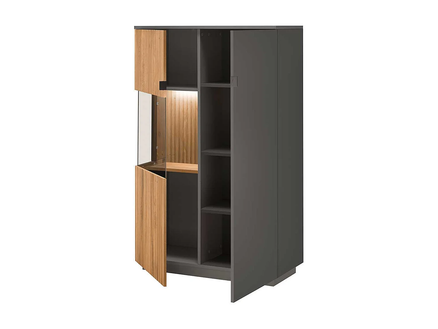 Wohnzimmer Highboard mit Glastür LED Beleuchtung