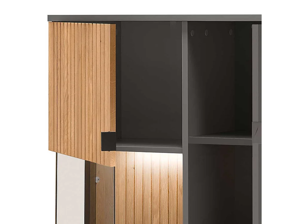 Wohnzimmer Highboard mit Glastür LED Beleuchtung