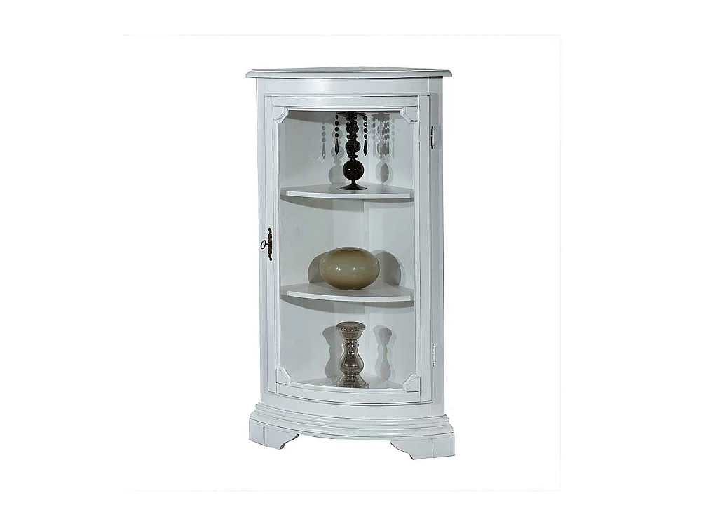 Wohzimmer Eckvitrine in Weiß Vintage Look