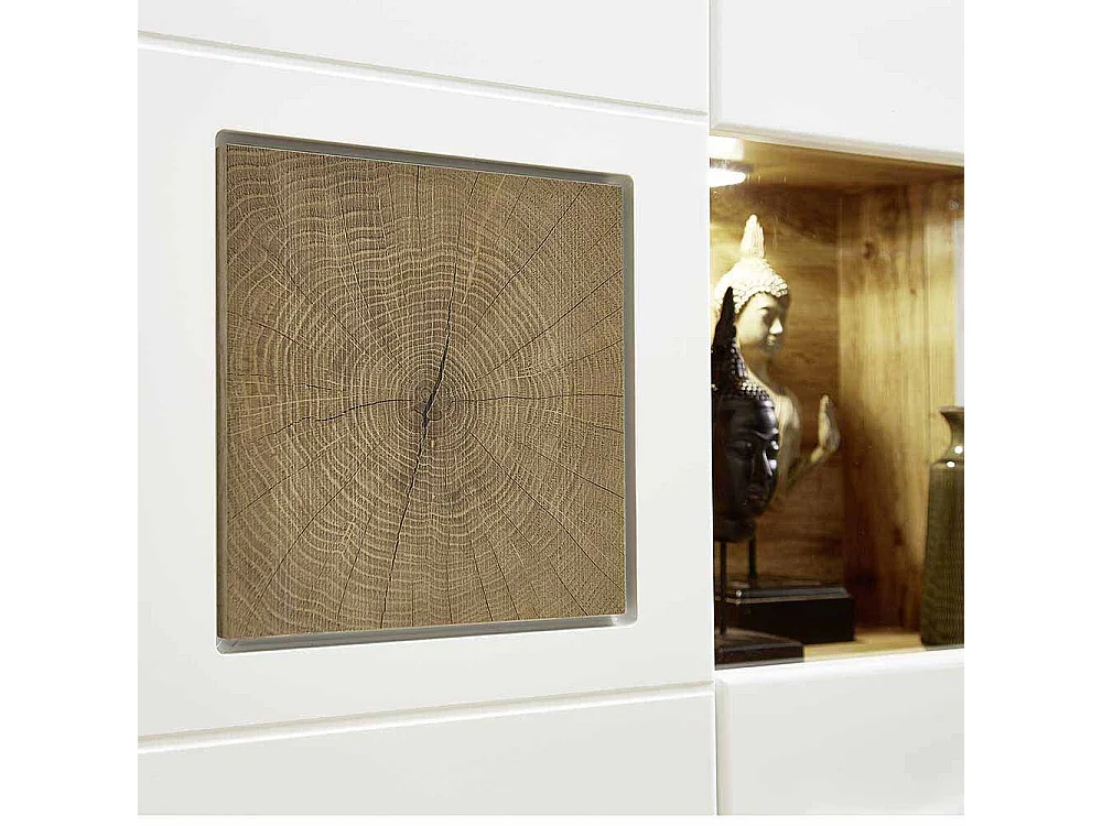 Standvitrine in Weiß Holz Dekor LED Beleuchtung