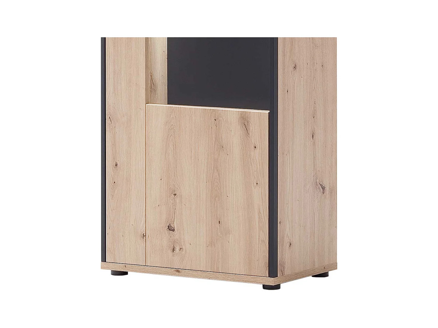 Standvitrine in Eichefarben und Anthrazit 210 cm hoch