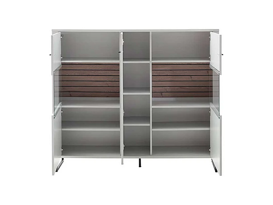 Esszimmervitrine weiss und Wildeichefarben Bügelgestell aus Metall