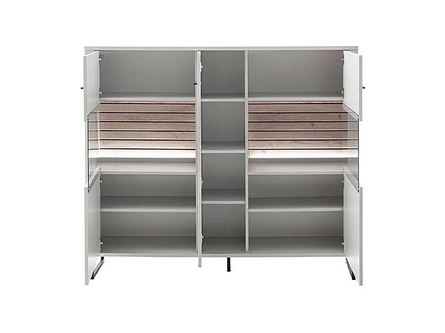 Esszimmervitrine weiss und Wildeichefarben Bügelgestell aus Metall