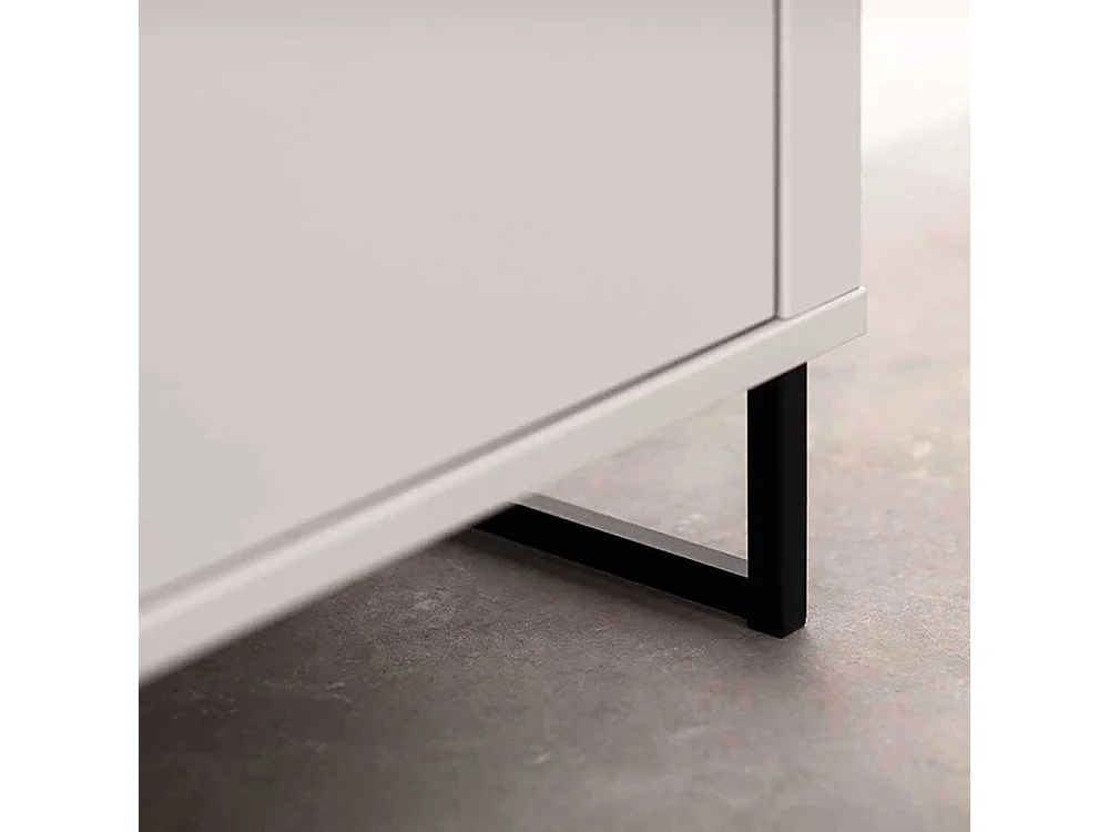 Esszimmervitrine weiss und Wildeichefarben Bügelgestell aus Metall