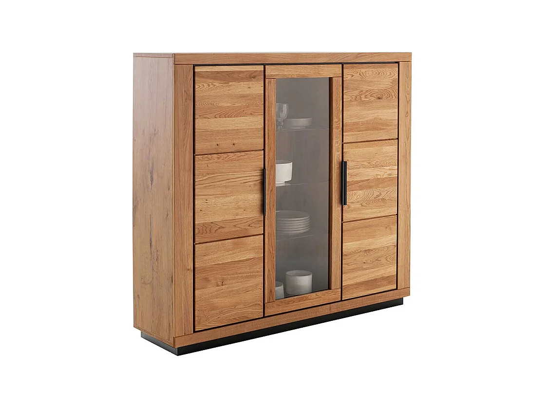 Esszimmervitrine in Wildeichefarben teilmassiver Oberfläche