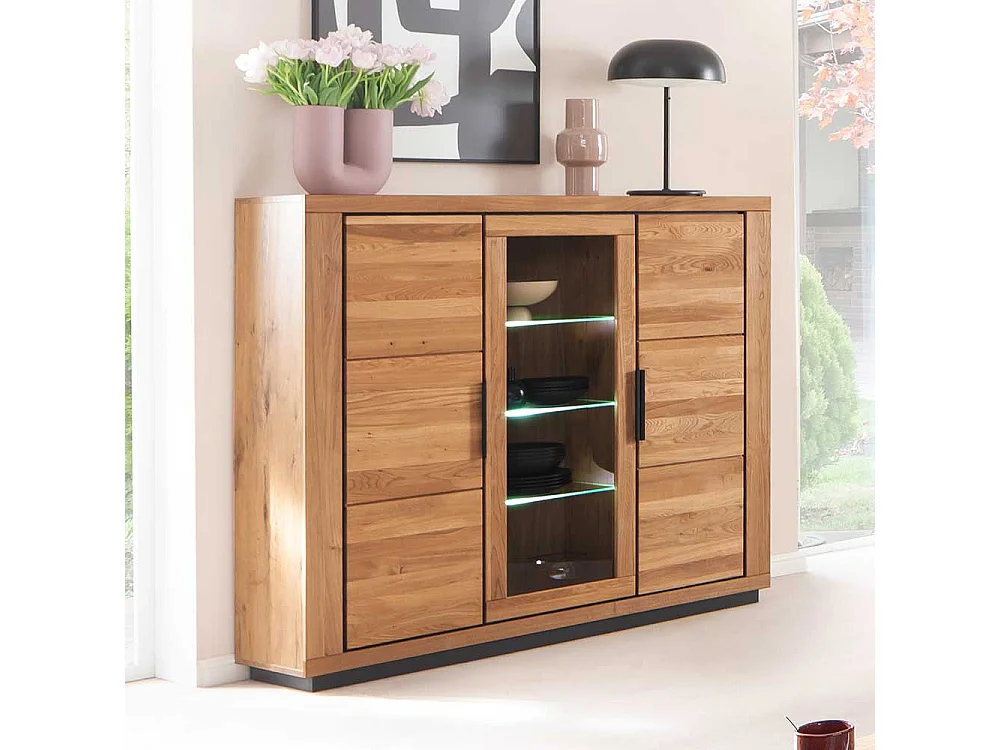 Esszimmervitrine in Wildeichefarben teilmassiver Oberfläche