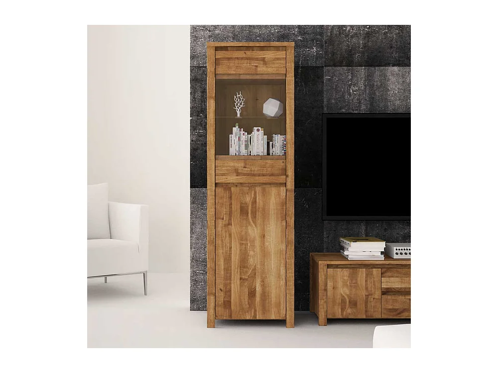 Standvitrine aus Wildeiche Massivholz 180 cm hoch