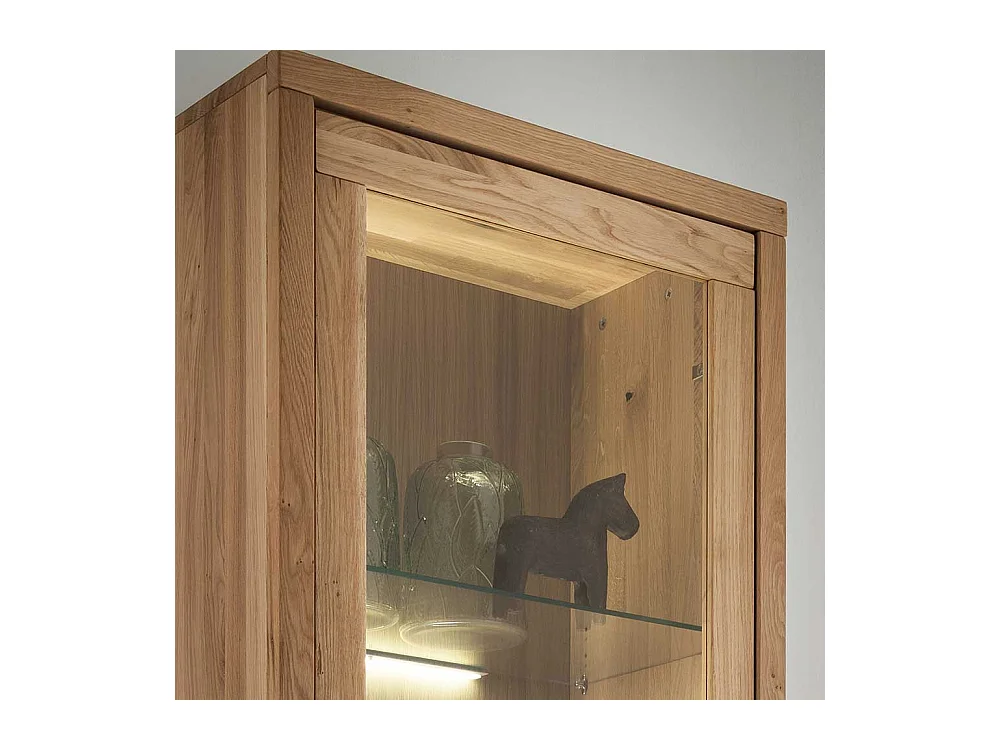 Wohnzimmervitrine aus Wildeiche Massivholz Hirnholzeinlage