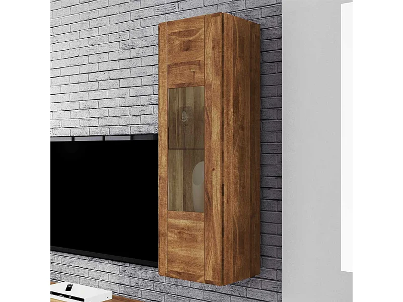 Wandvitrine aus Wildeiche Massivholz 1 türig