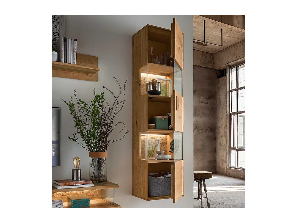 Hängevitrine Wildeiche geölt aus Massivholz 43 cm breit