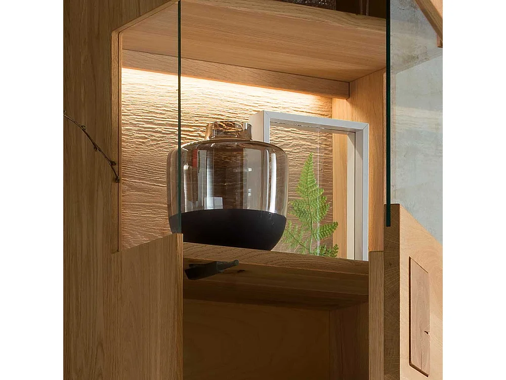 Hängevitrine Wildeiche geölt aus Massivholz 43 cm breit