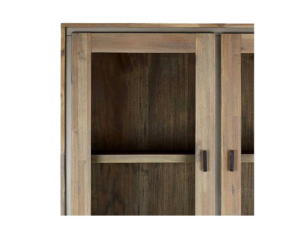 Wohnzimmervitrine aus Akazie und Stahl 110 cm breit