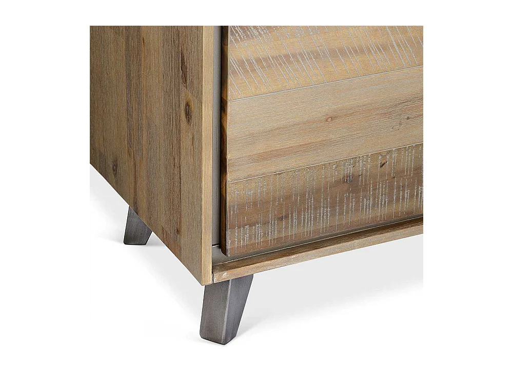 Wohnzimmervitrine aus Akazie und Stahl 110 cm breit