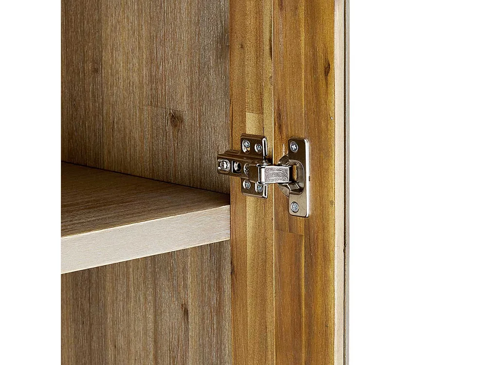 Wohnzimmervitrine aus Akazie und Stahl 110 cm breit